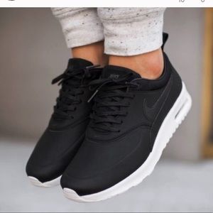 Nike Air Max Thea Black Premium Leather Sneakers